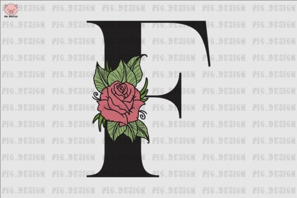 Flower Rose Font F: Elegant Embroidery for Gifts